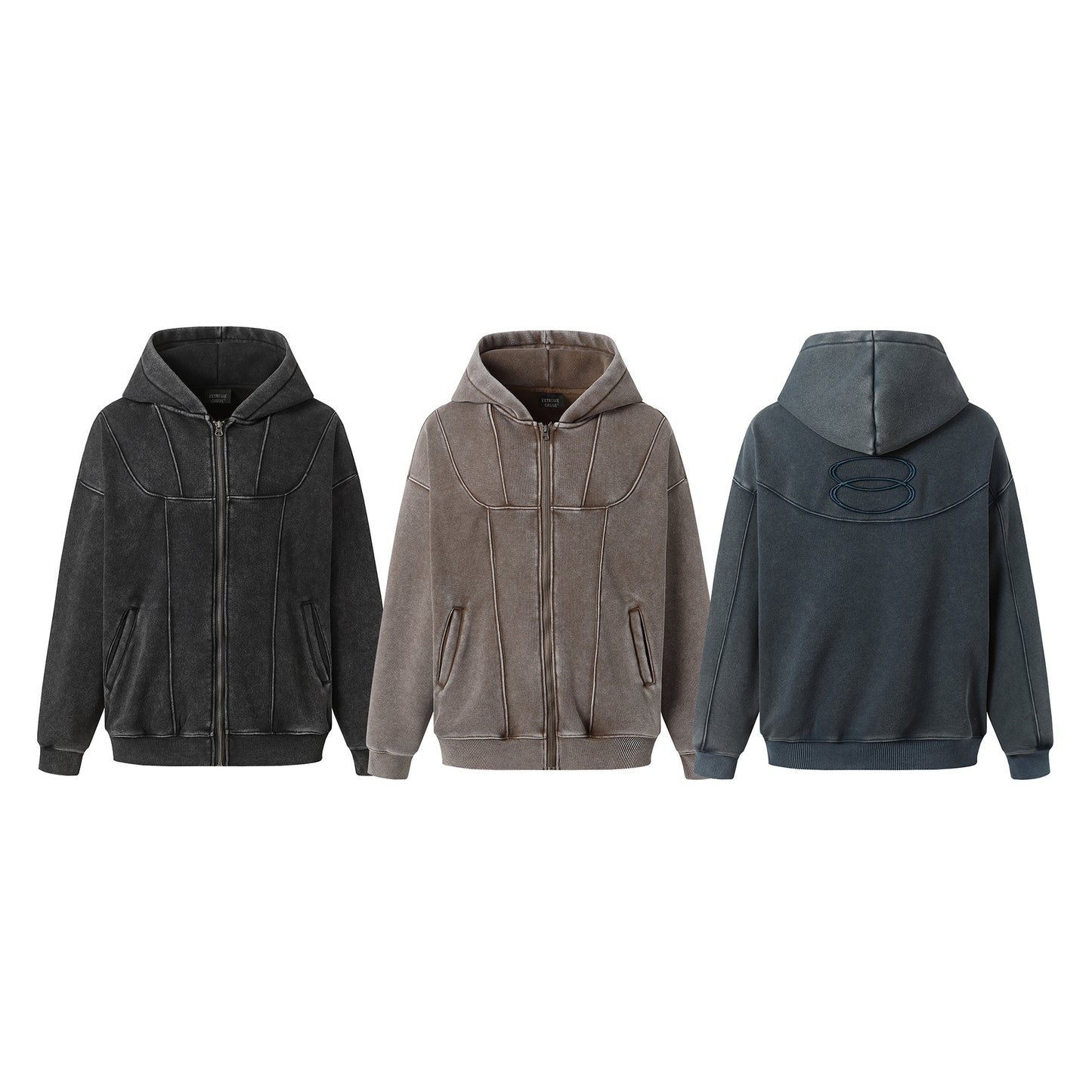 Vintage Fleece-lined Thickened Men's Women's Hoodie Long Terry Coat