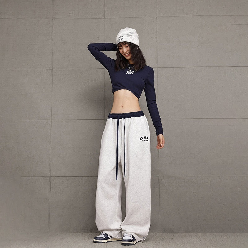 Lace-up Street Dance Multi-color Hip Hop Waist Head Contrast Color Sports Pants Female