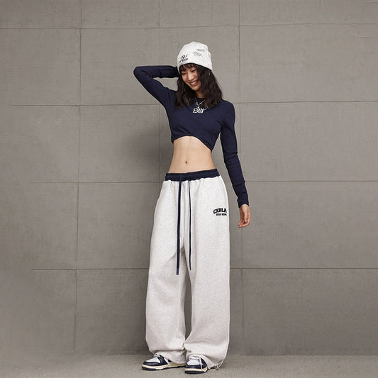 Lace-up Street Dance Multi-color Hip Hop Waist Head Contrast Color Sports Pants Female