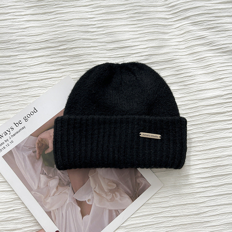 Woolen Cap Thermal Wool Letter Pullover Knitted Hat