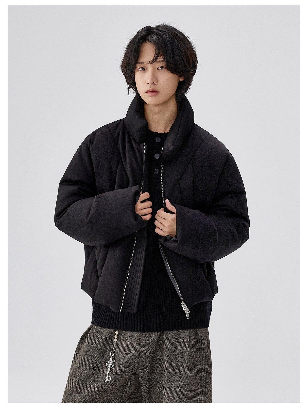 American-style Retro Stand-up Collar Padded Down Jacket