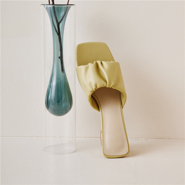New Fashion Toe Medium Thick Heel Flip Flops