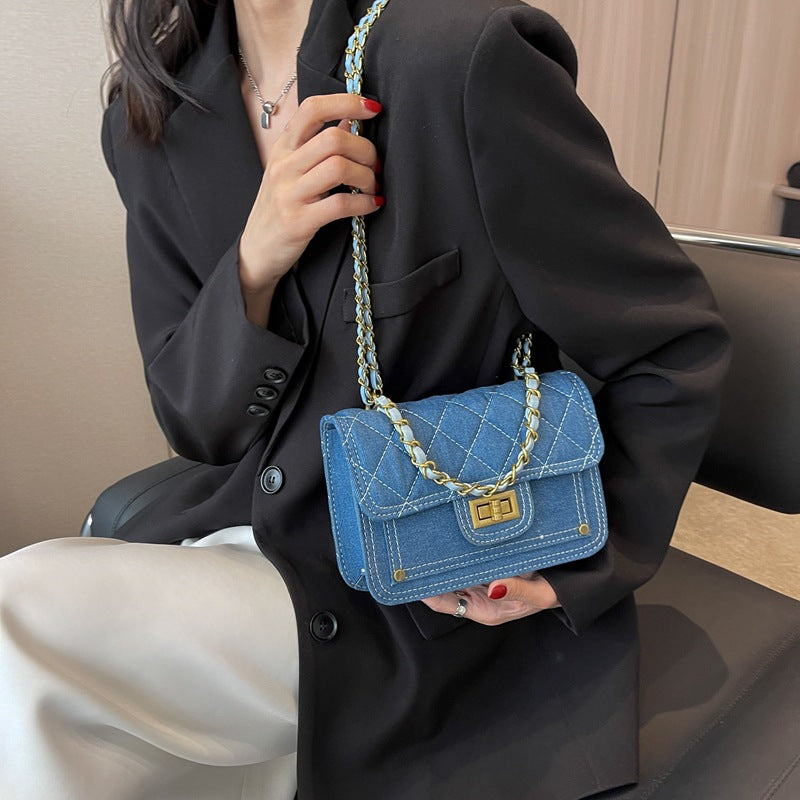 Casual Denim Shoulder Bag High-grade Lock Messenger Bag