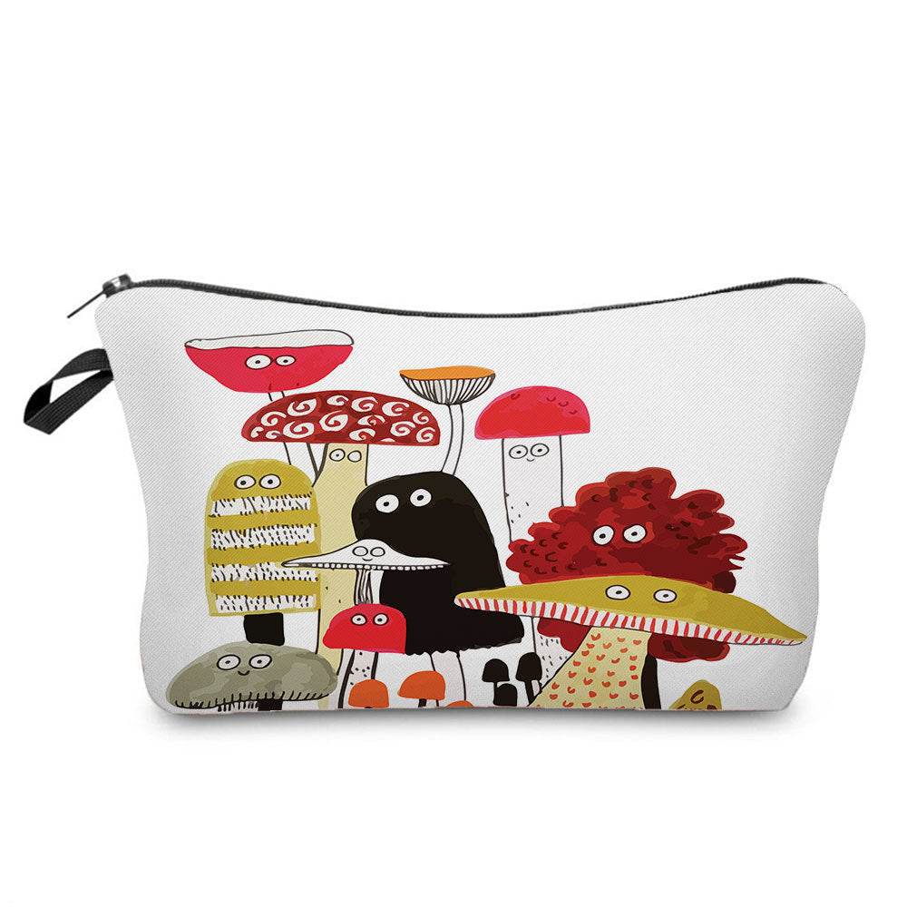 Cartoon Mushroom Dumpling Type Printed Makeup Bag