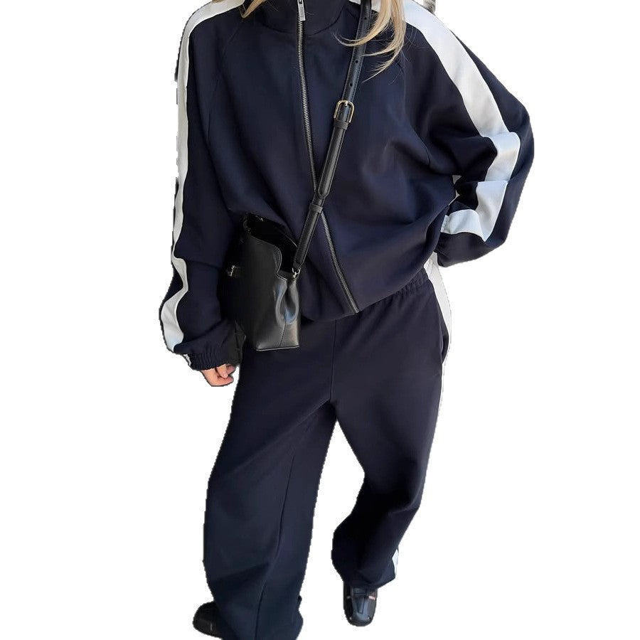 Long-sleeve Color-blocked Sweatshirt And Pants