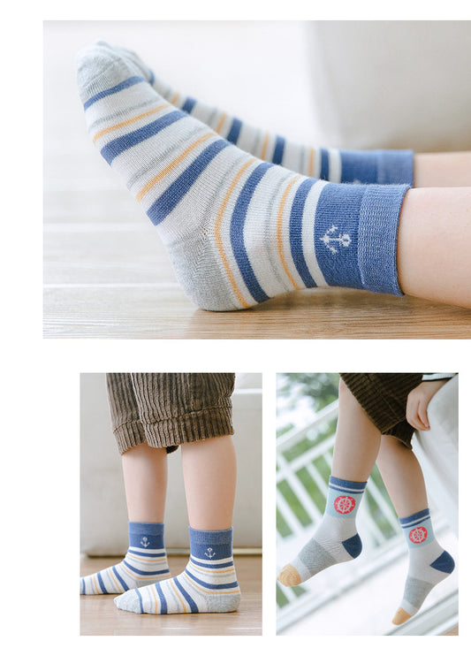 Cartoon Color Matching Sailing Cotton Socks For Boys And Girls