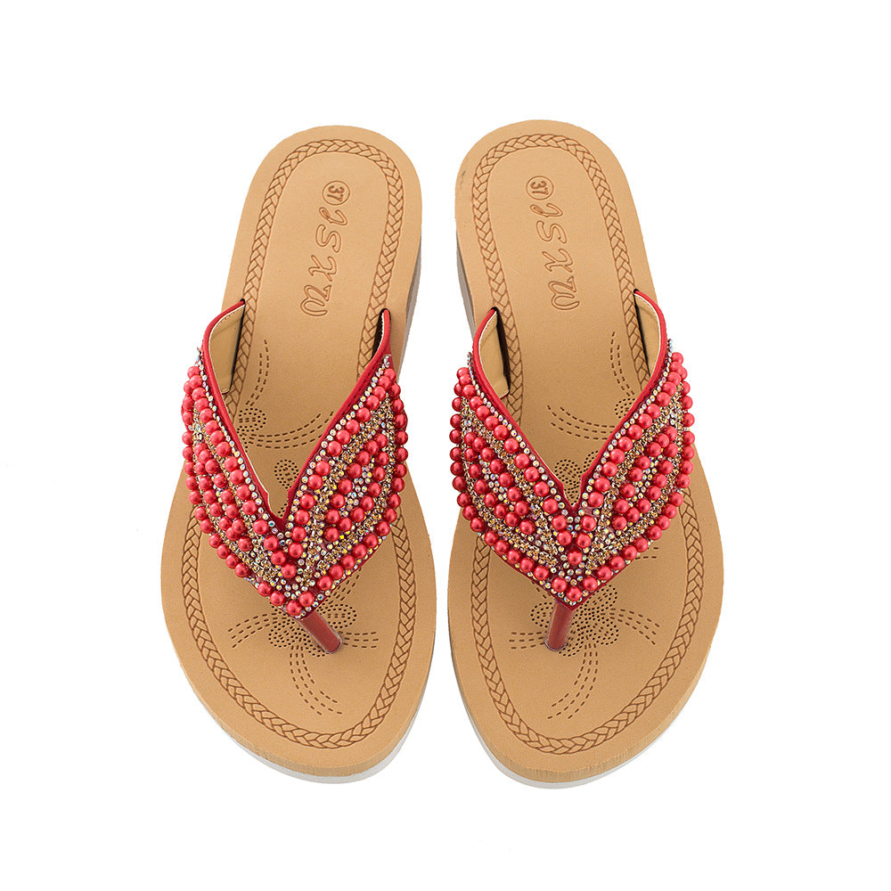 Plus Size Pearl Leaf Accessories Sandals