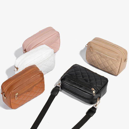 Ladies' Single-shoulder Embroidered Side-pull Crossbody Small Square Bag Casual