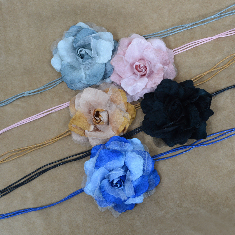 Casual All-match Chiffon Large Flower Women's Thin Belt
