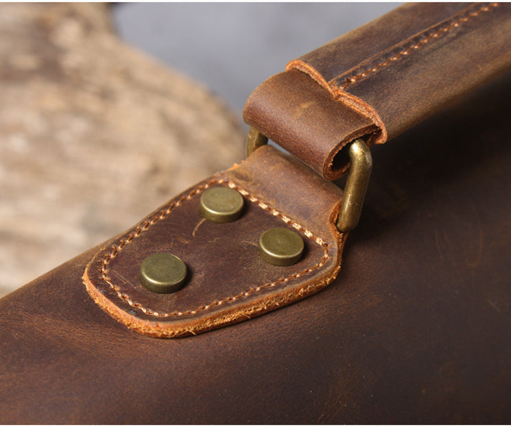 Retro Cowhide Men's Portable Briefcase Shoulder Computer Bag