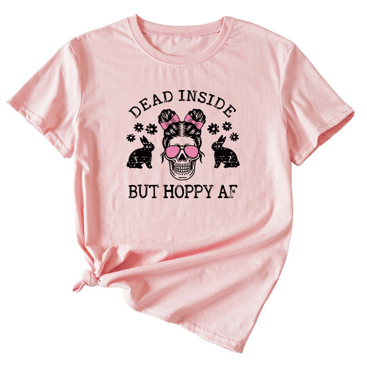 Skull Pattern Women's Summer Round Neck Short Sleeve