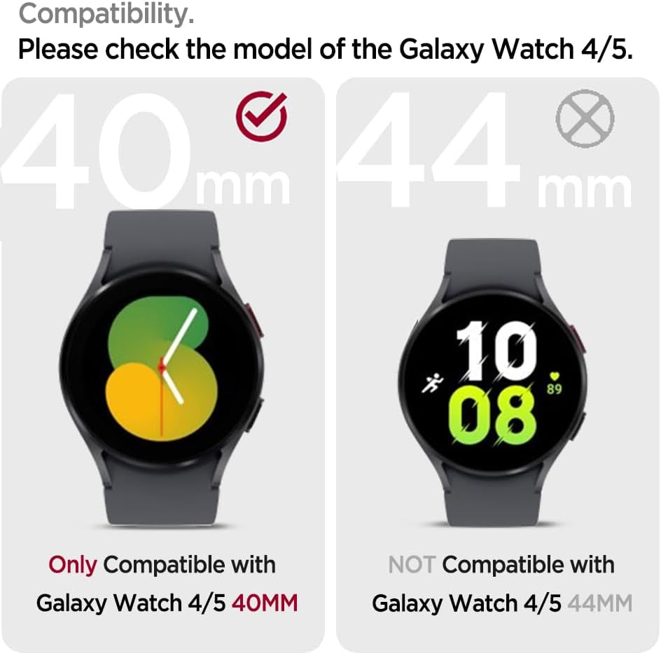 Galaxy Watch FE/5/4 40Mm Waterproof Screen Protector Case, Hard PC Face Cover with Anti-Fog Tempered Glass for Samsung Watch, Frosted Black