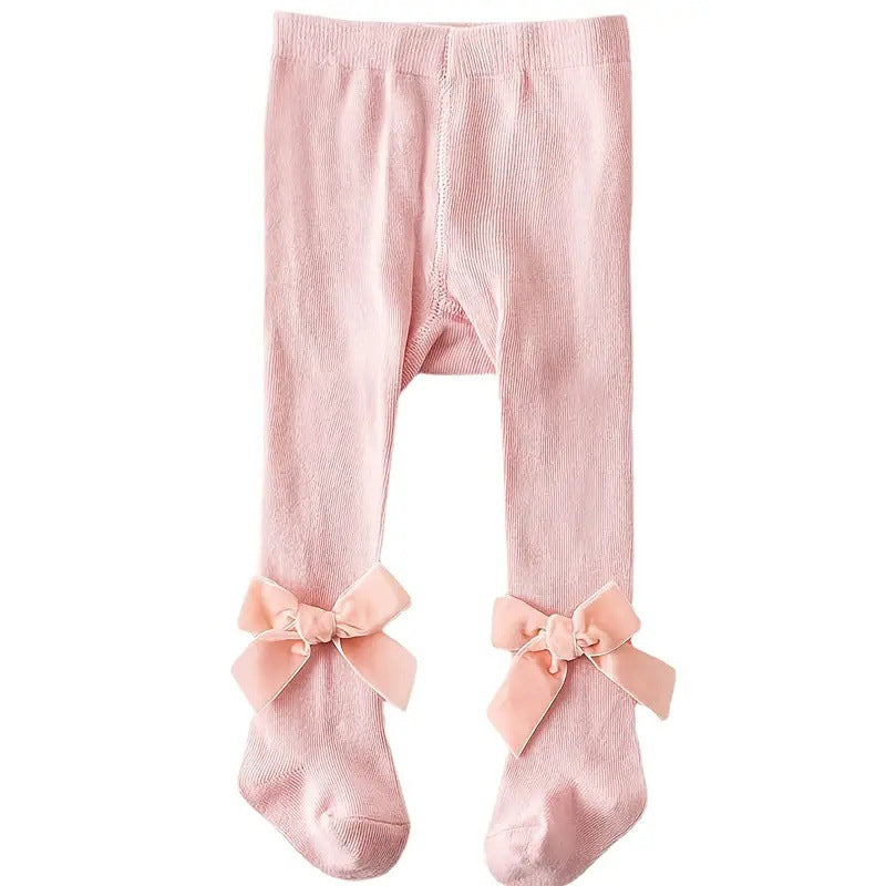 Springautumn Velvet Bow Baby Tights