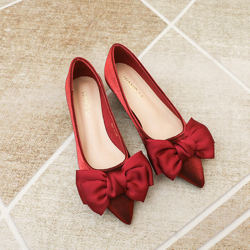 Comfortable Bow Point Toe Stiletto Shoes