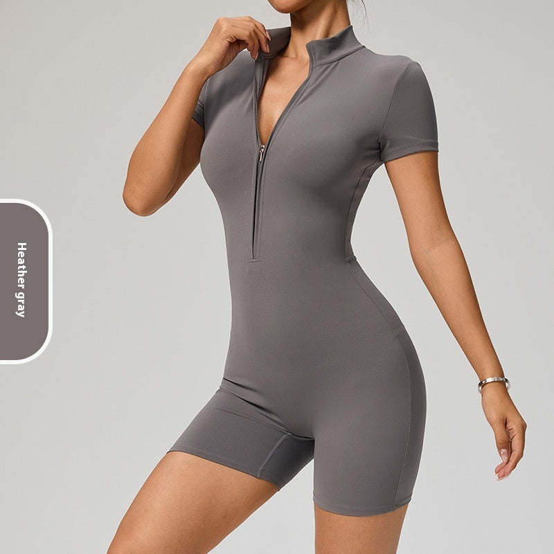 Lynlås Kortærmet Yoga Jumpsuit Dame Sports Jumpsuit
