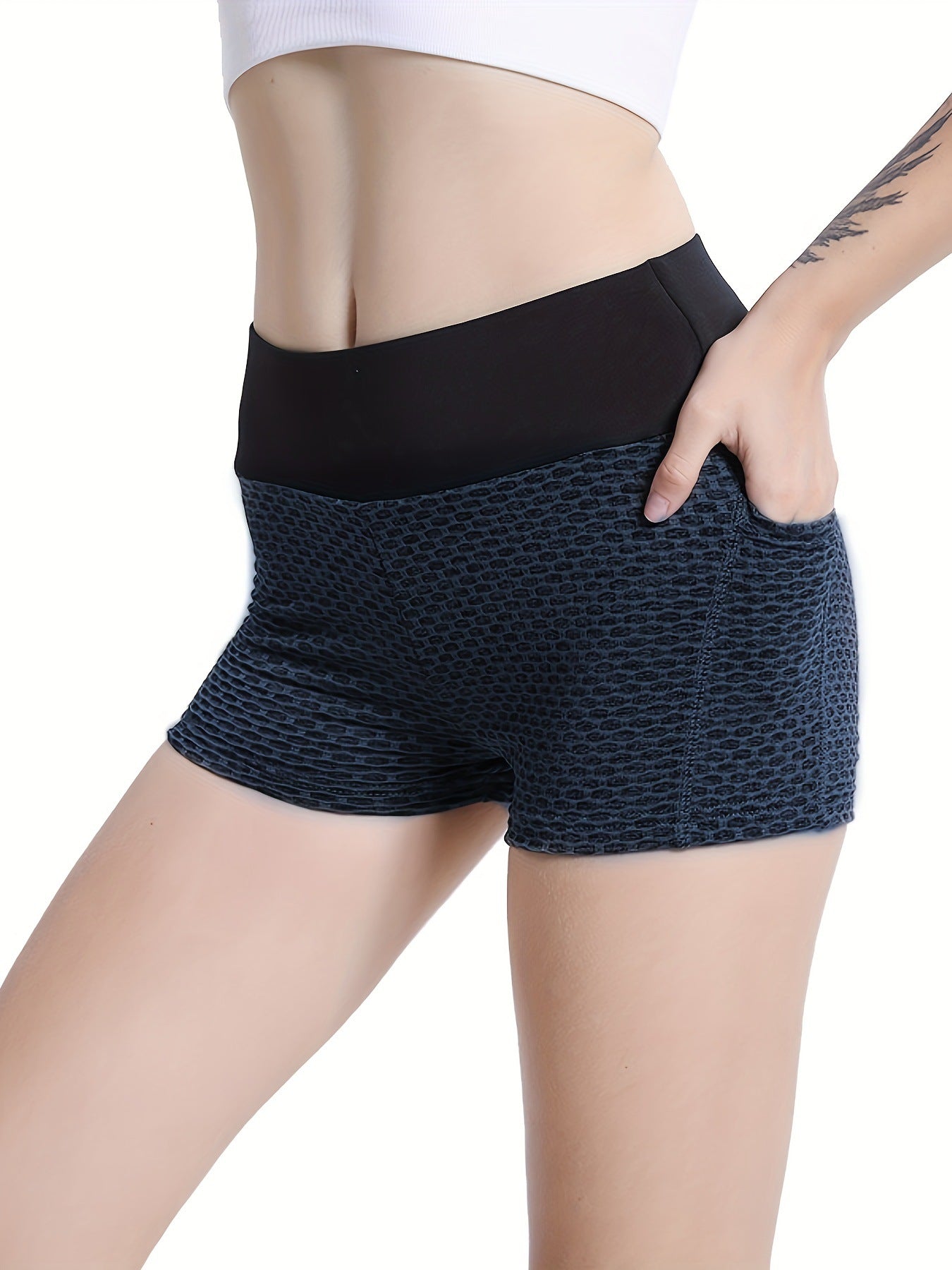 High-Stretch Pocket Yoga Leggings With Geometric Pattern   1pc