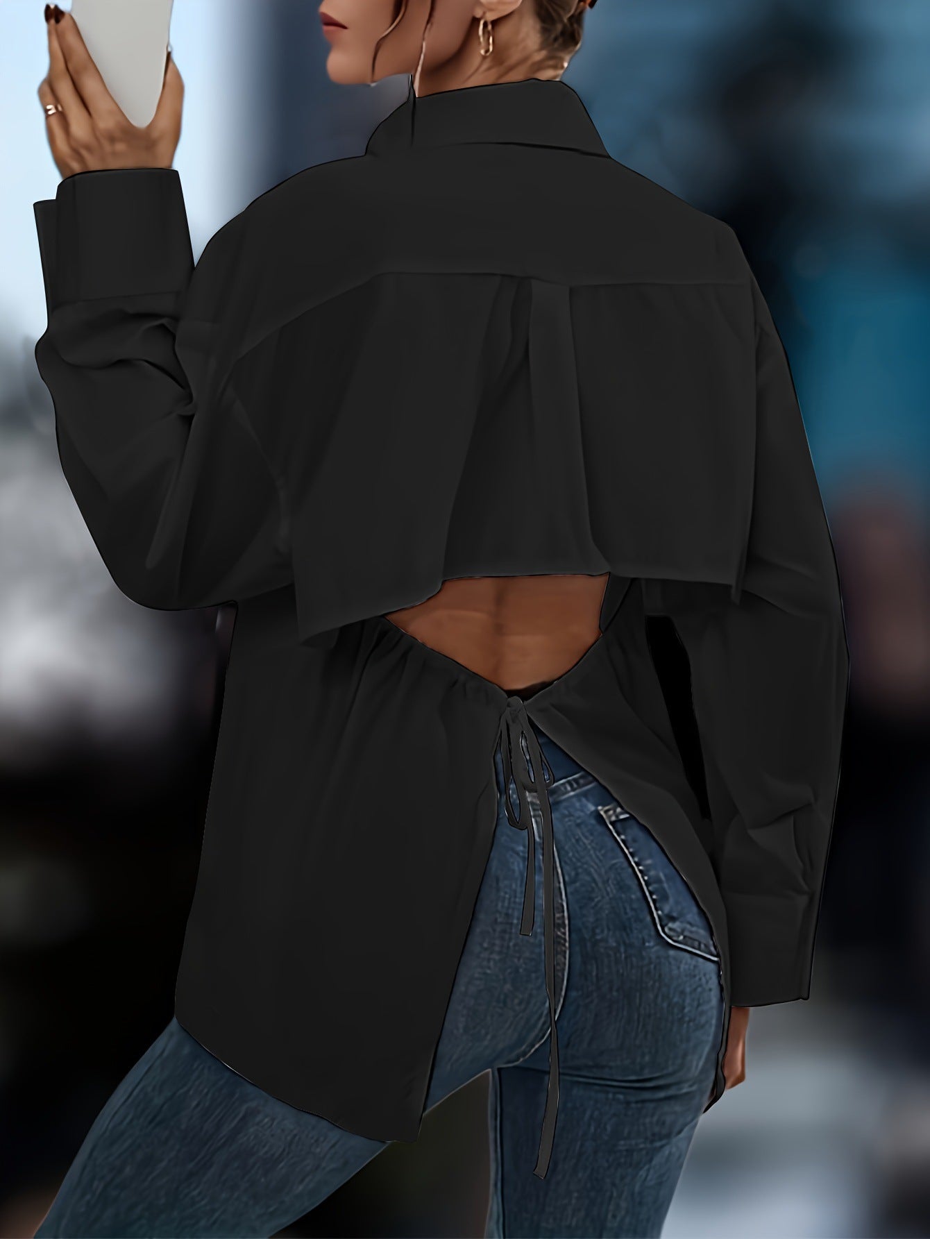 European And American Elegant Solid-color Long-sleeve Shirt