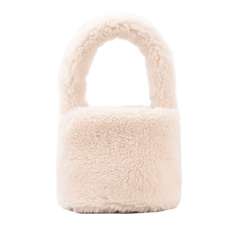 Women's Fashion Lamb Wool Plush Bucket Bag Handbag