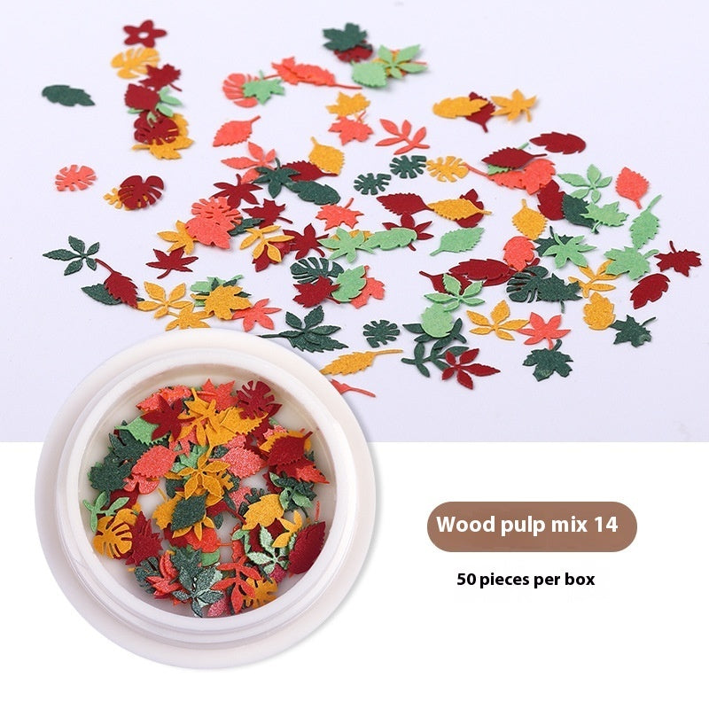 Nail Art Wood Pulp Slice Flower Mixed Nail Sticker DIY Accessories