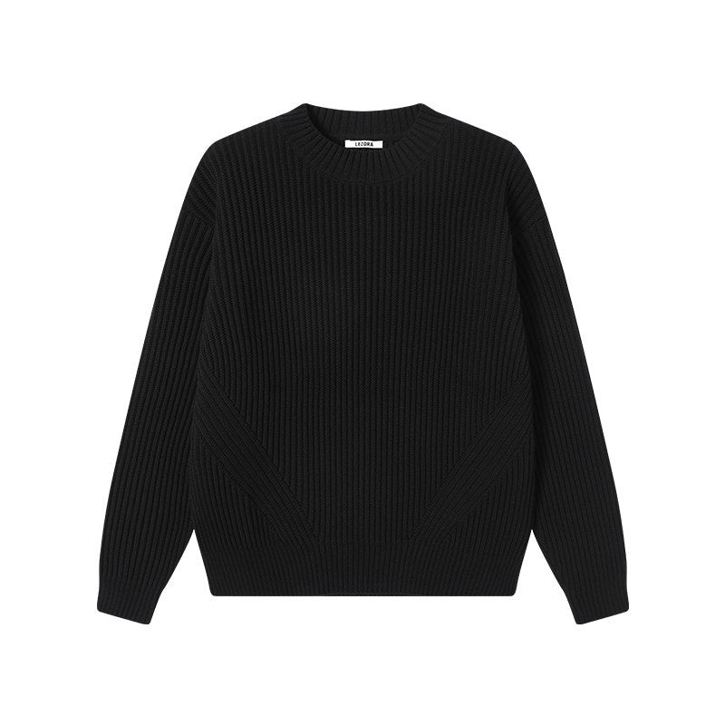 Mens Organic Cotton Ribbed Chunky-Knit Crew-Neck Sweater From Xinjiang