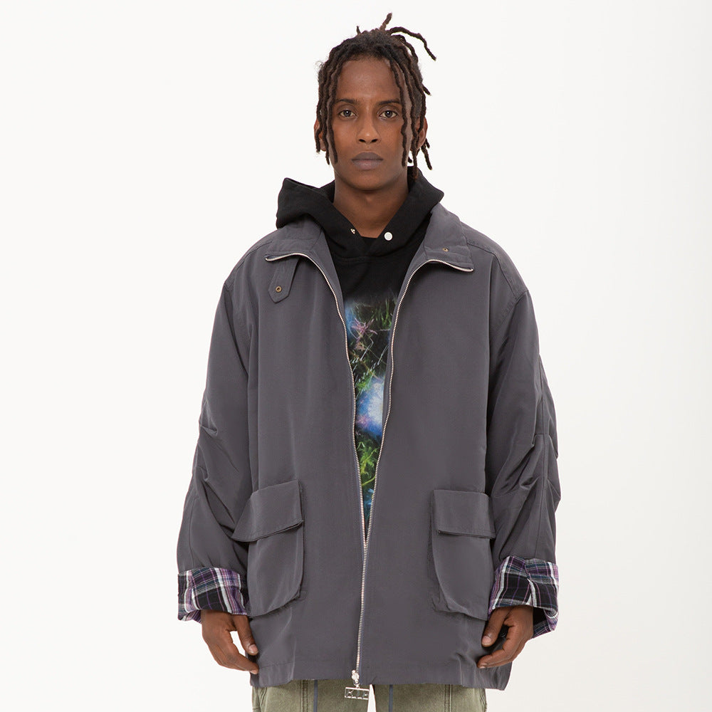 Fashion Double-sided Plaid Jacket Coat For Men