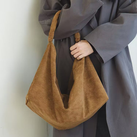 Large-Capacity Commuter Suede Solid-Color Casual Womens Bag