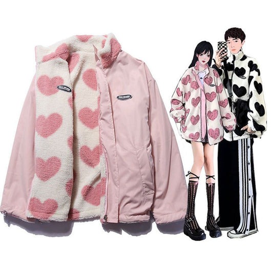 Love Lamb Plush Coat Stand-up Collar Cotton-padded Clothes