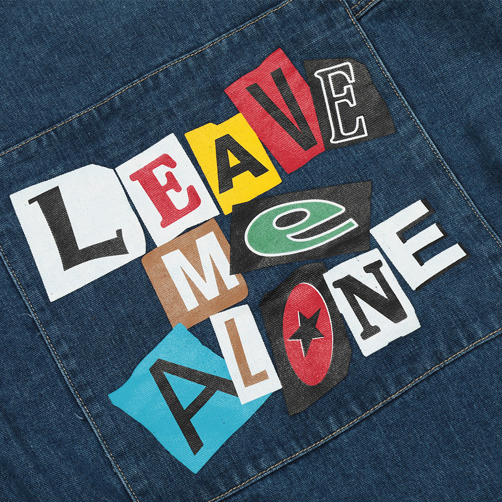 Creative Contrast Color Letter Printing Denim Jacket
