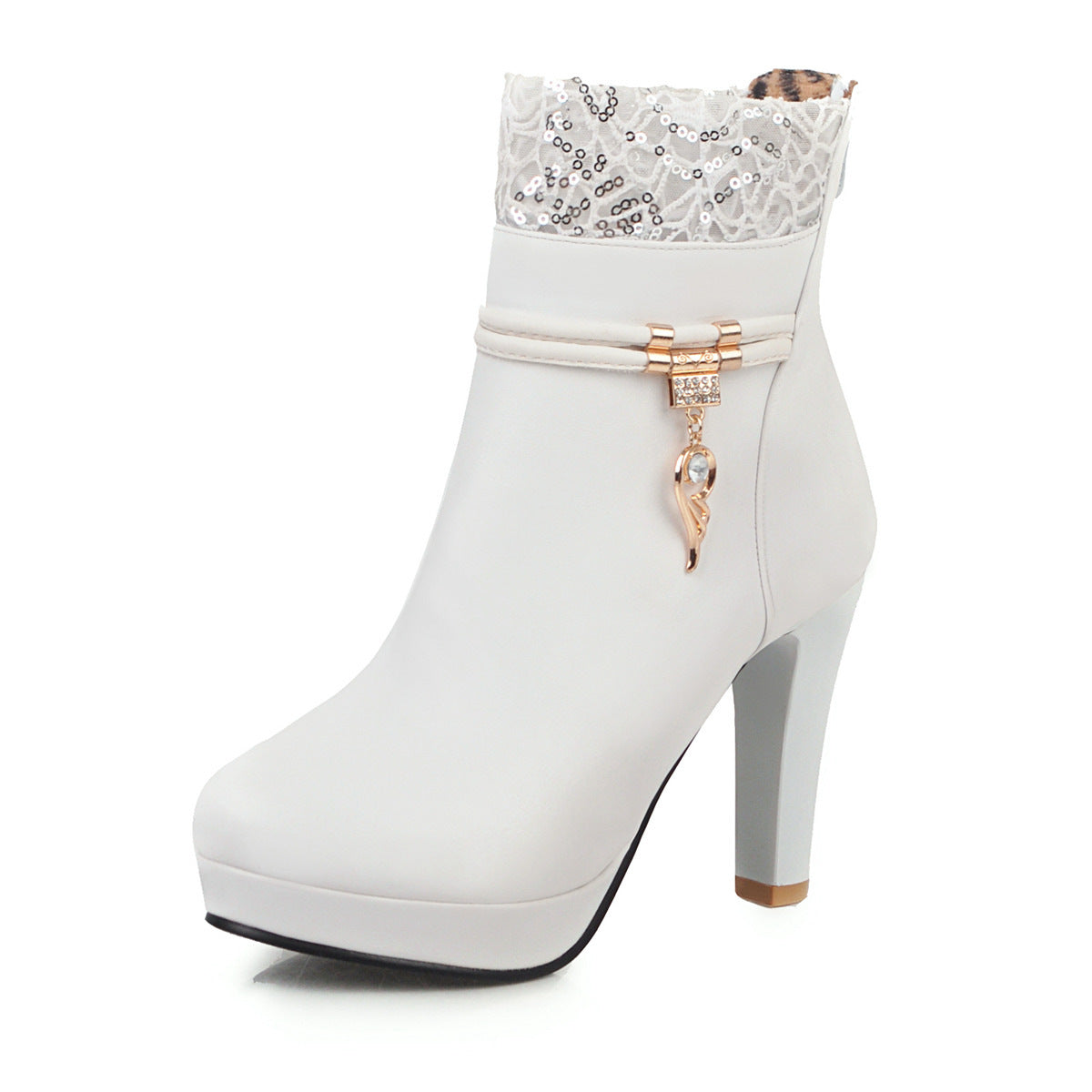 Fashion Leather Solid Color Thick Heel Women's Boots