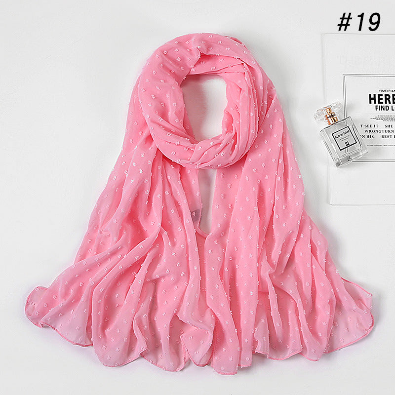 Women's Pearl Pure Color Chiffon Headscarf
