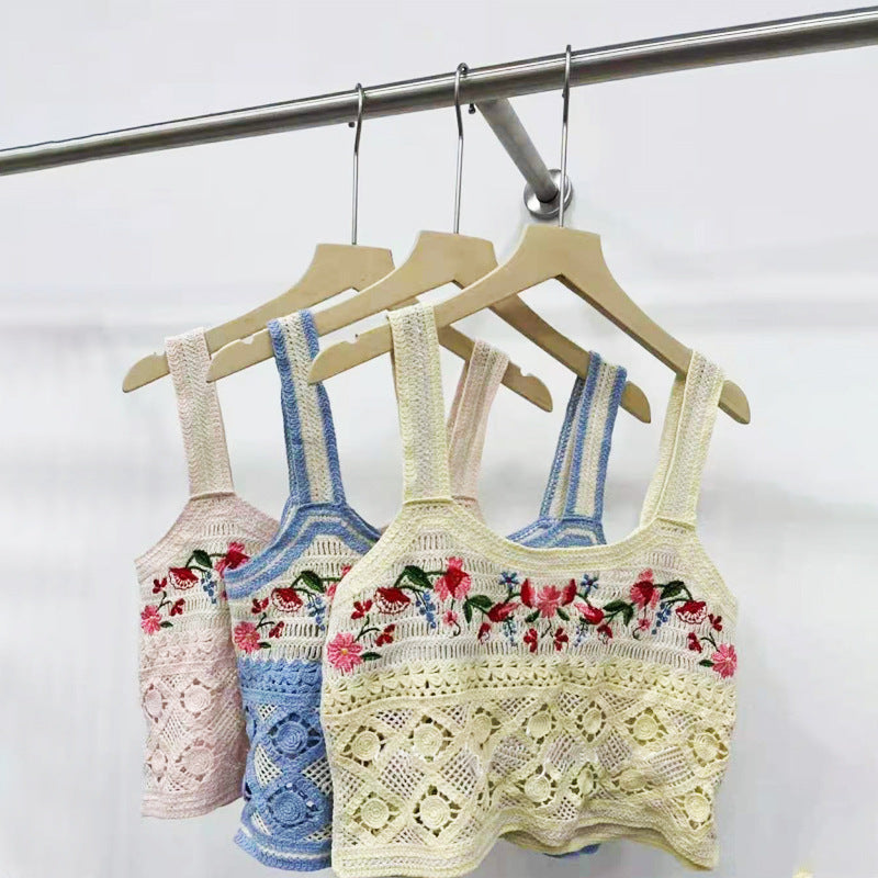 Women's Embroidered Knit Design Sleeveless Top