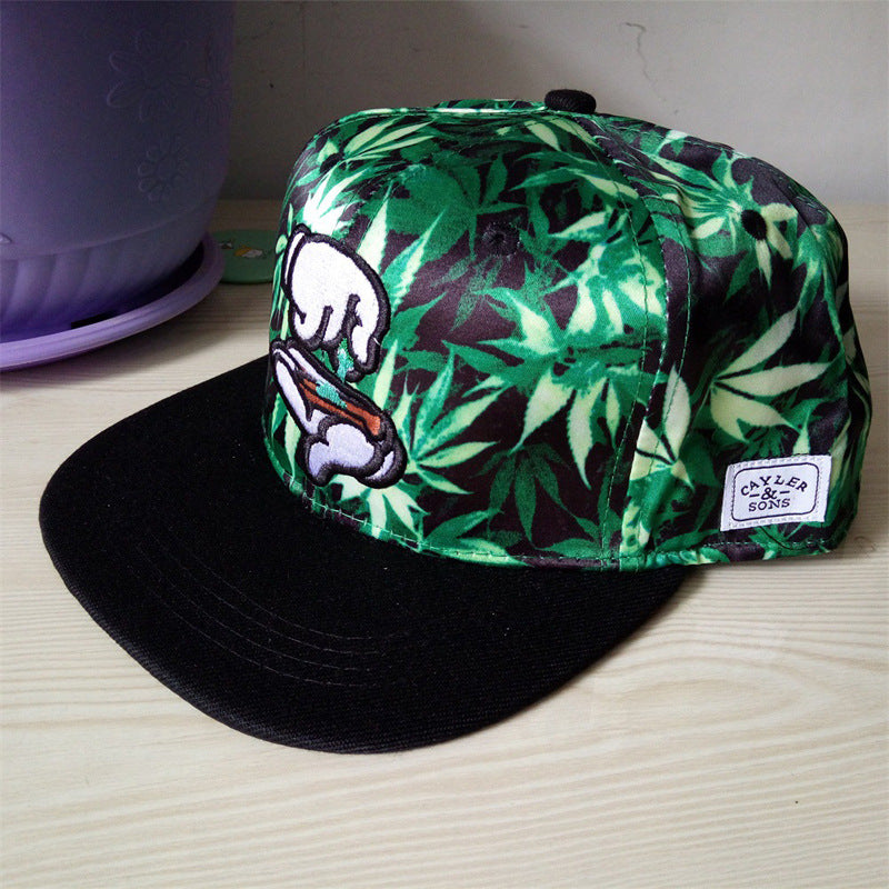 European And American Hands Print Hip-hop Flat Brim Baseball Hat