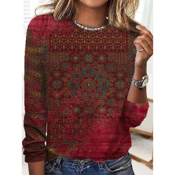 Loose Trendy Vintage Printed Round Neck T-shirt