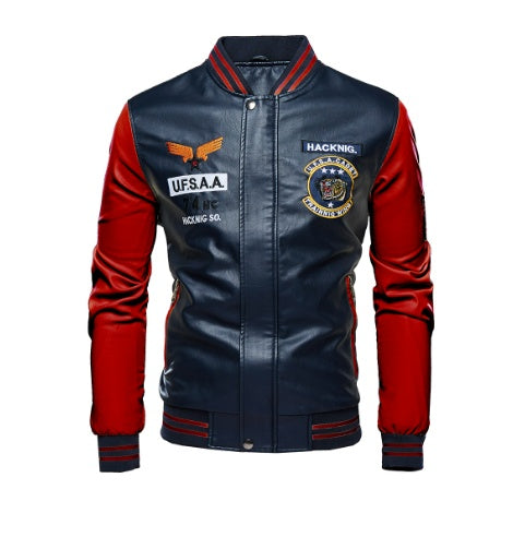Herre Plus Fleece Cropped Læderjakke Baseballuniform