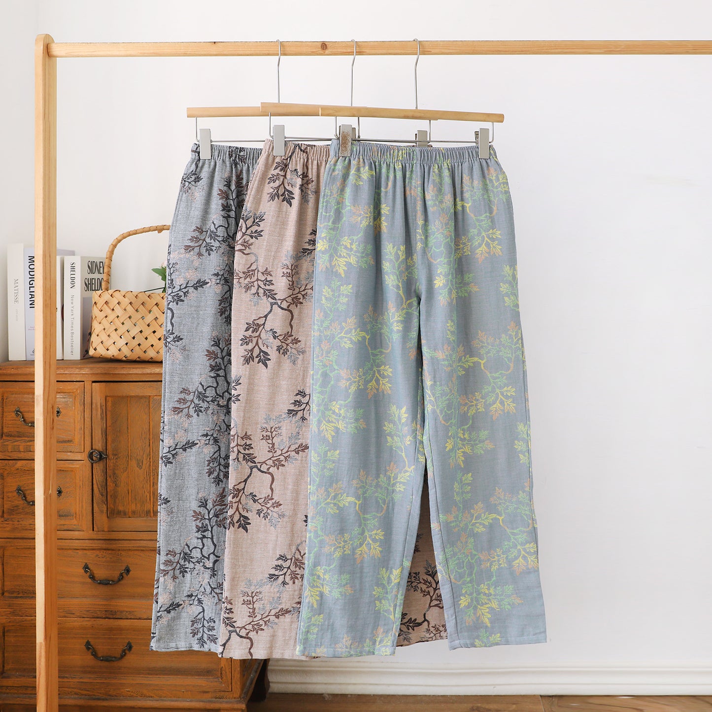 Womens Pure Cotton Gauze Pajama Pants Lightweight Loose Fitting Perfect For Lounging At Home