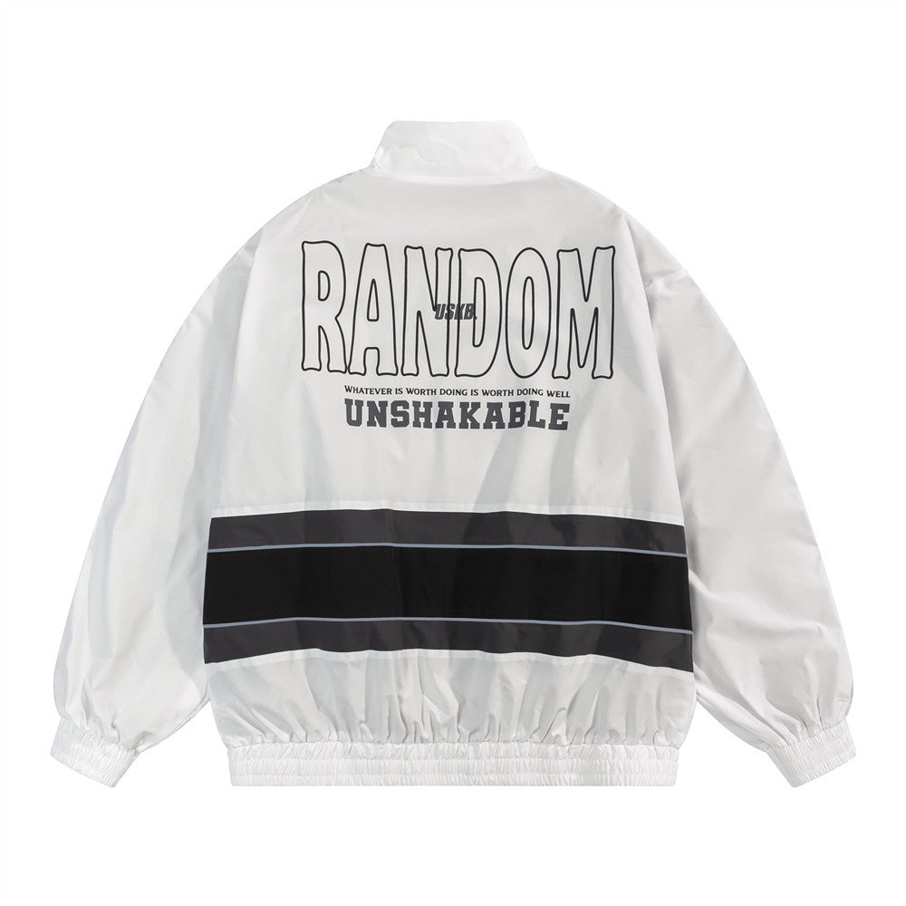 Men Fashion Brands European And American Color Contrast Patchwork Letter Printing Shell Jacket