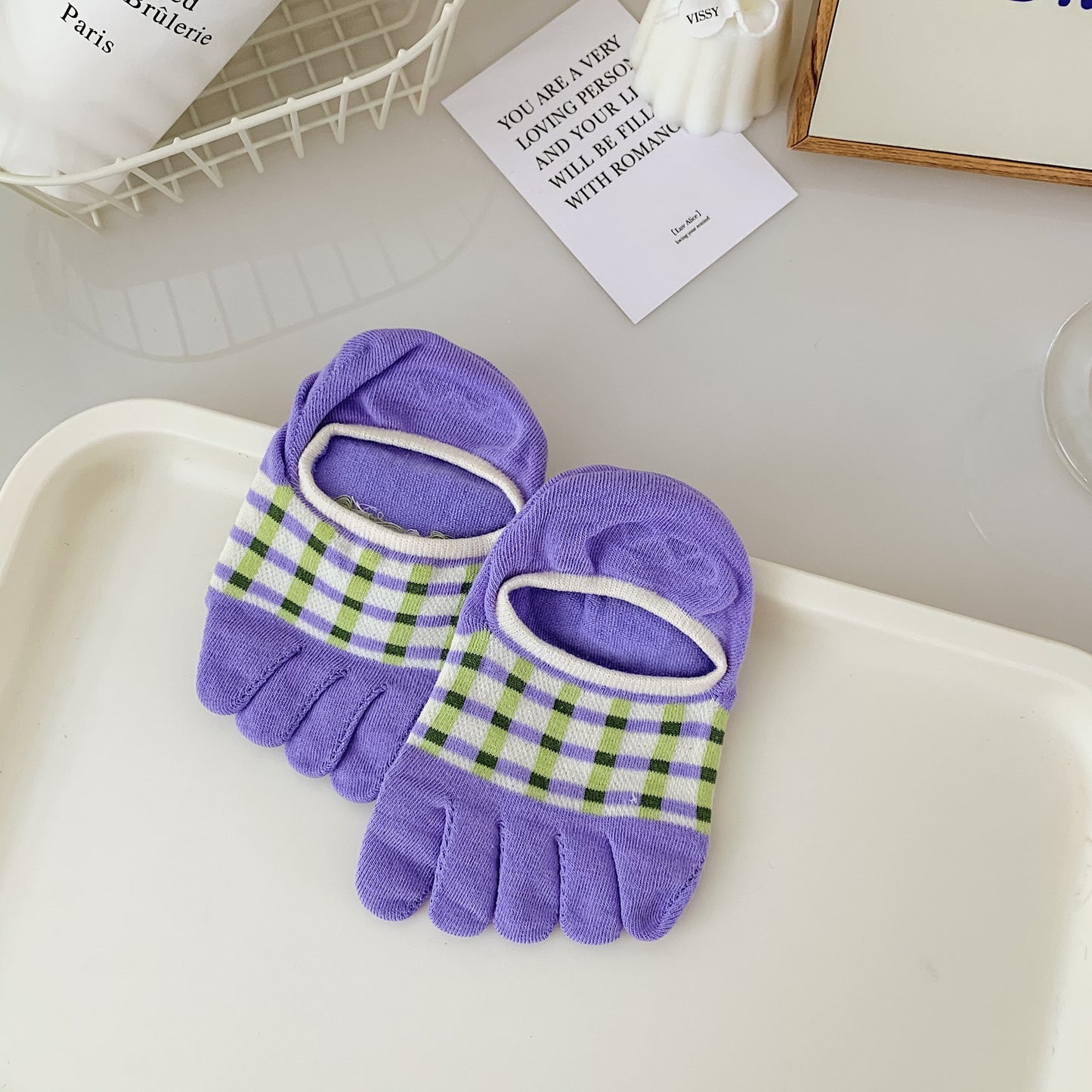 New Cute Cartoon Non-slip Breathable Five-toed Socks