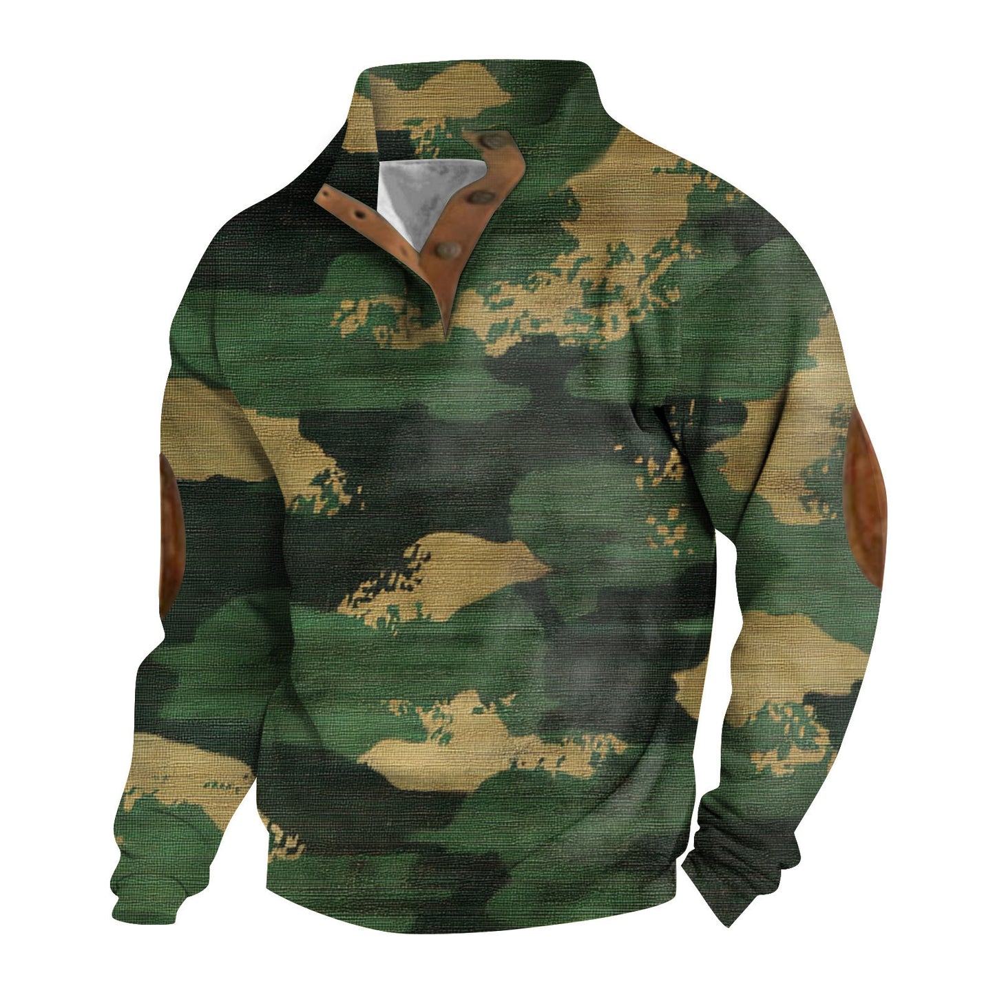 Herre Printet Casual Pullover Sweatshirt med 4 knapper fra Fashion Brand