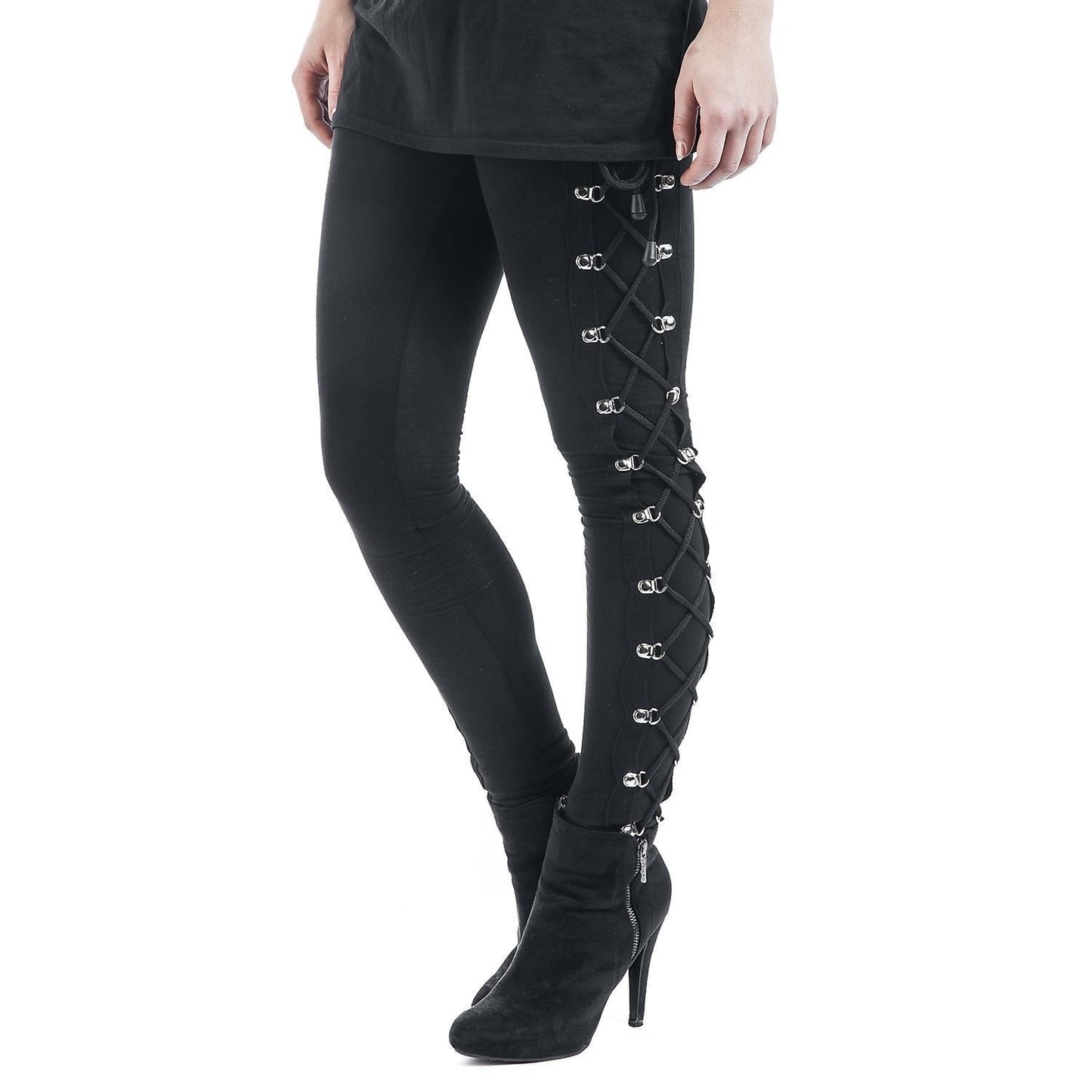 Autumn And Winter Gothic Punk Style Lace-up Leggings Hip High Waist Trousers