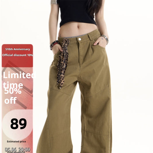 American Retro Hot Girl Belt Decorative Casual Pants