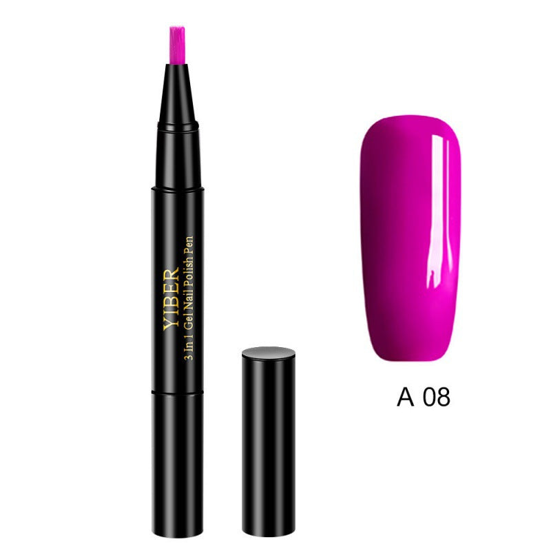 5pcs Nail Polish Pen 3 In 1 One Step Glue Pen Multicolor