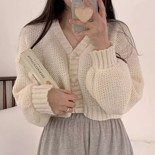 Loose Slimming Single-breasted Cardigan Top Fashion Long Sleeve