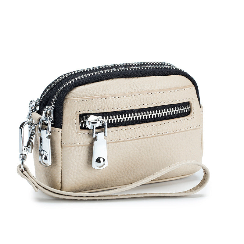 Large Capacity Double Zipper Multifunction Handbag Coin Bag Clutch