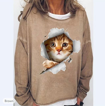 Large Size Sweater Round Neck Printed Letters Loose