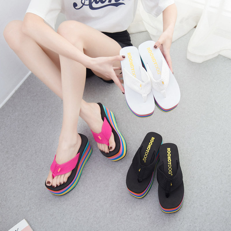 Rainbow Platform Sandals Super High Heel Flip-flops