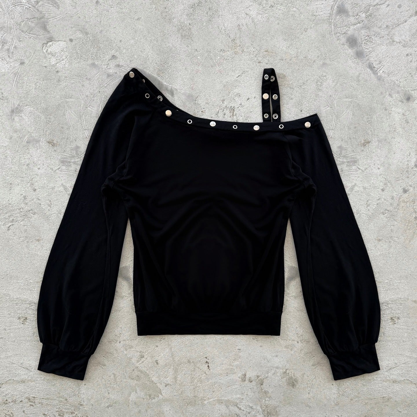 Personality Rivets Temperament Slant Shoulder Women Slim Fit Versatile Slimming Top
