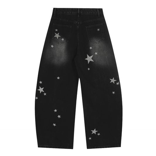Distressed Scimitar Cotton Pants Jeans