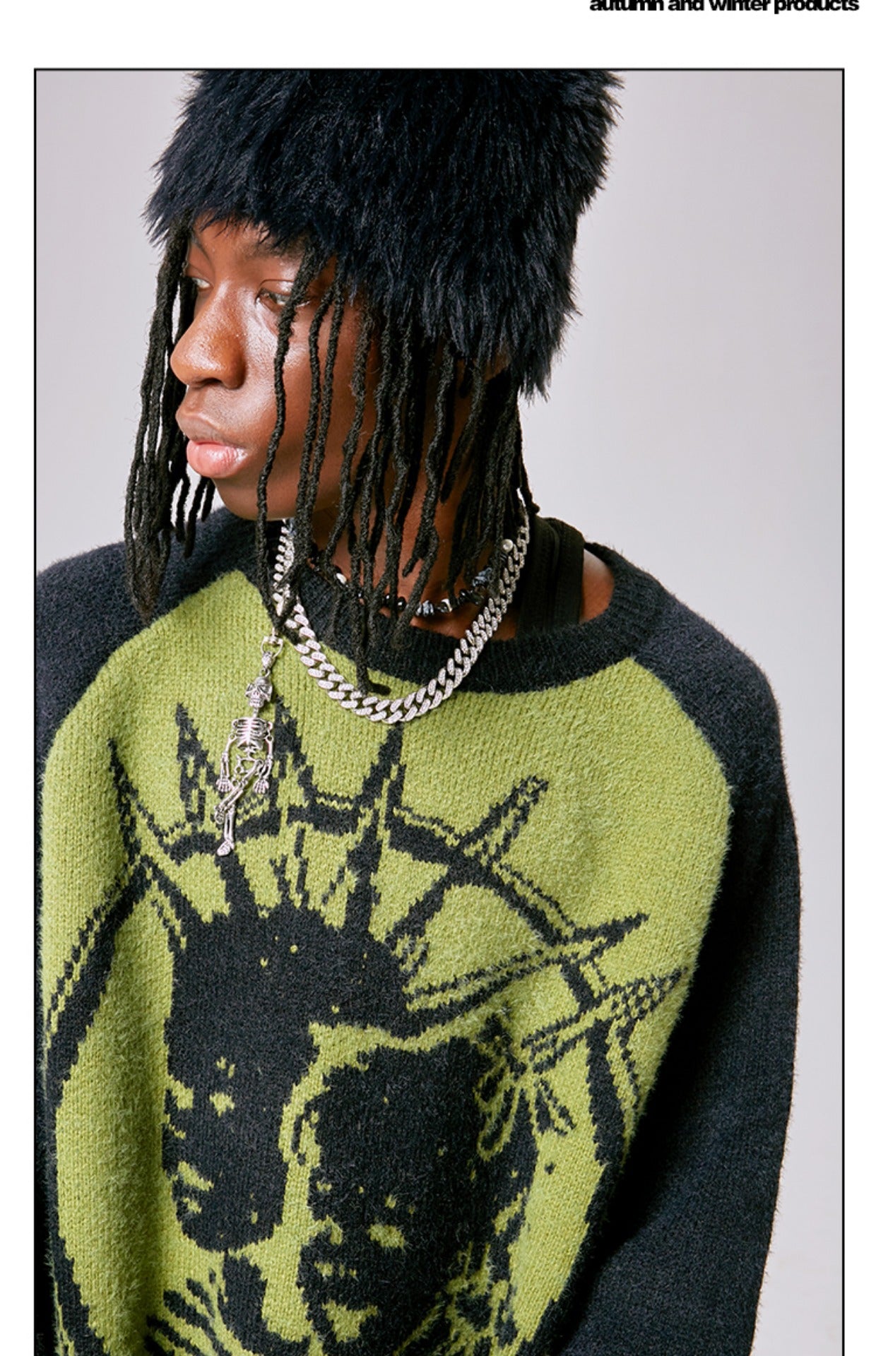 Men's Retro Pattern Embroidered Hip Hop Sweater