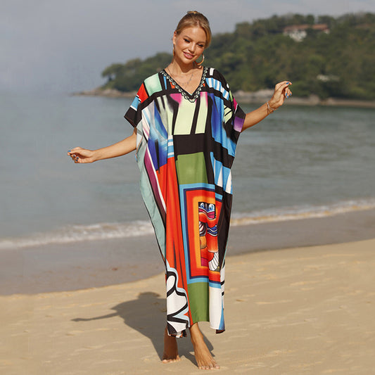 Printed Resort Robe Fashionable Beach Dress