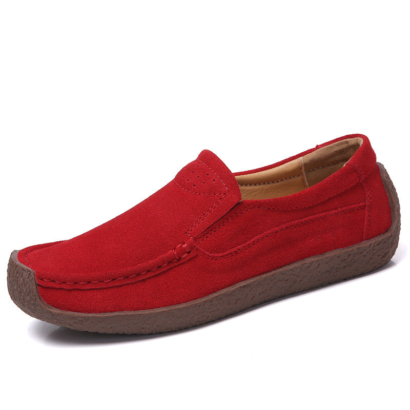 Mode loafers med rund tå afslappede alsidige ensfarvede flade sko slip-on hyggelige sko
